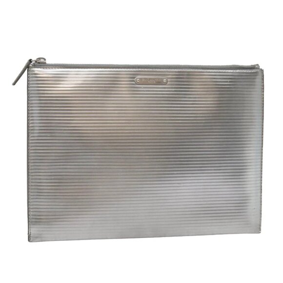 SAINT LAURENT Clutch Bag Enamel Silver Auth - Picture 1 of 16